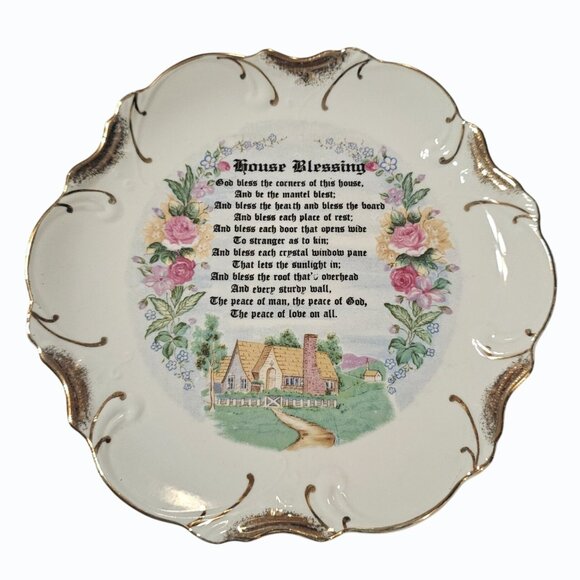 Vintage House Blessing Wall Hanging Plate Made in Japan - Picture 4 of 9